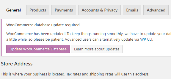 WooCommerce settings