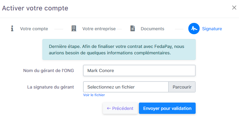 Account activation