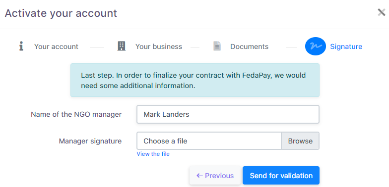 Account activation