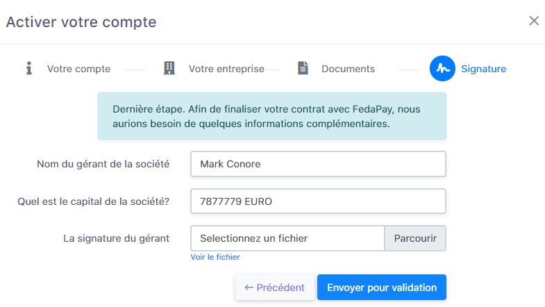 Account activation