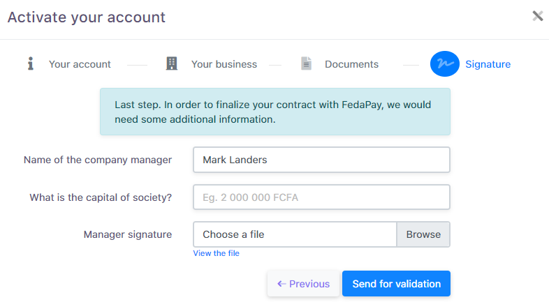 Account activation