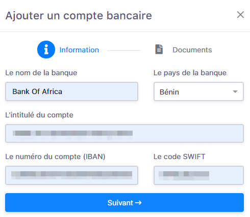 Business Bank Account Setting