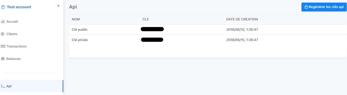 API keys