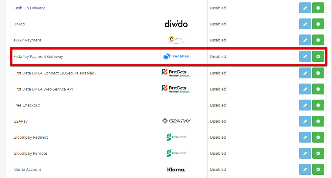 FedaPay plugin OpenCart