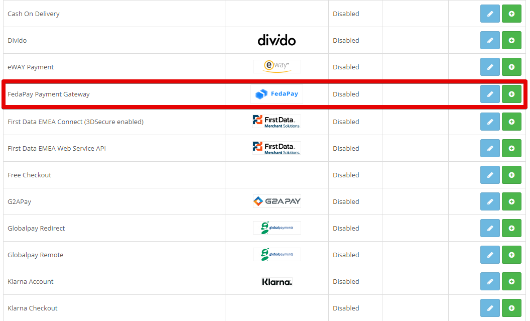 FedaPay plugin OpenCart