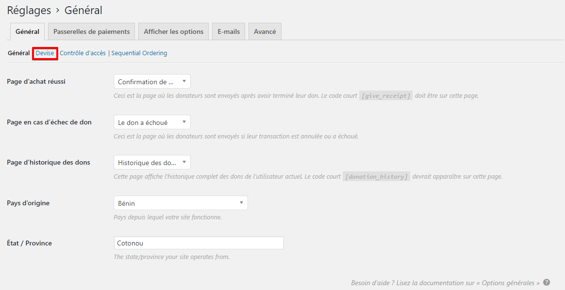 Give devise settings