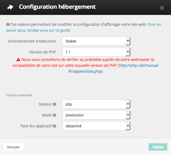 Configuration PHP sur OVH