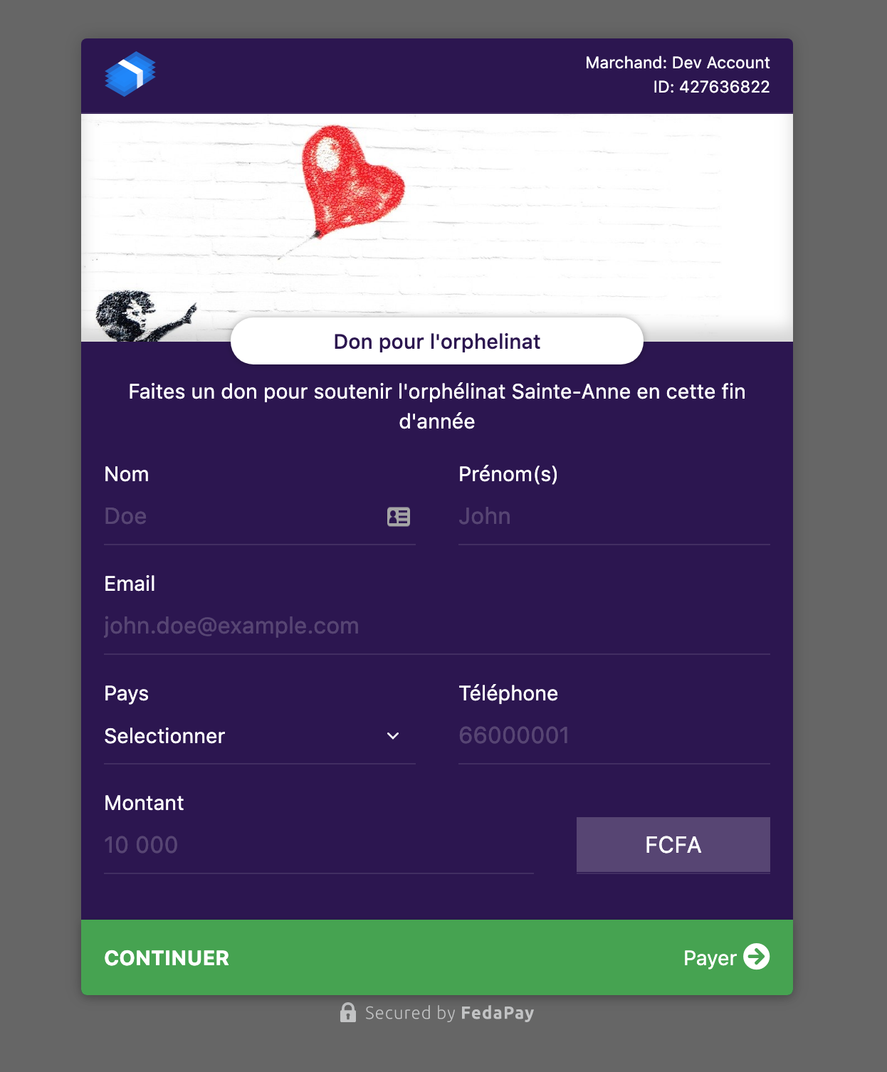 Payment page display