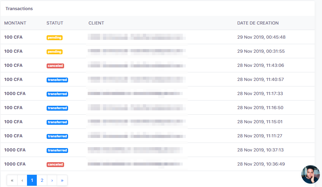 Payment page transactions