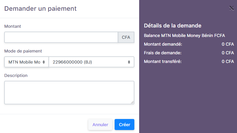 Payment request form