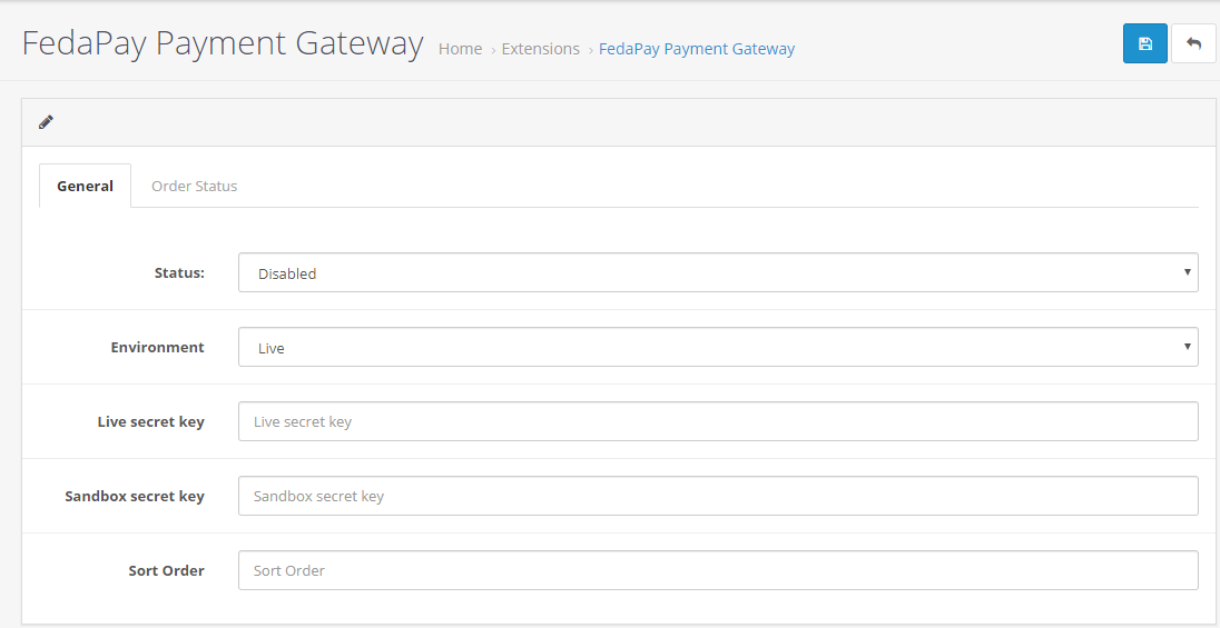 FedaPay plugin OpenCart