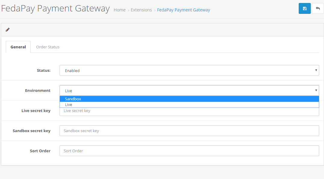 FedaPay plugin OpenCart