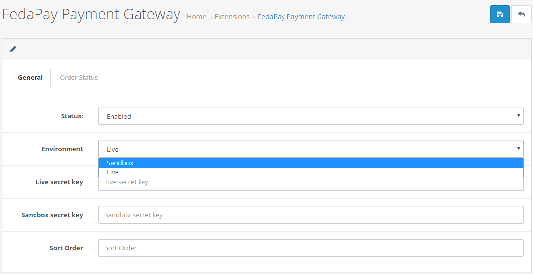 FedaPay plugin OpenCart