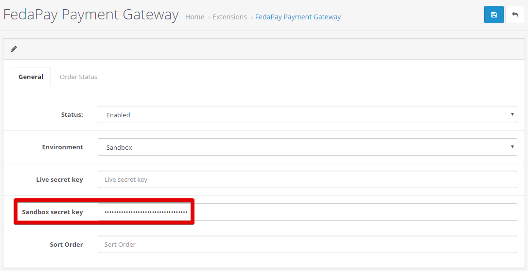 FedaPay plugin OpenCart