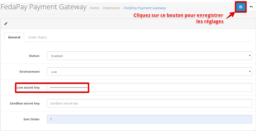 FedaPay plugin OpenCart