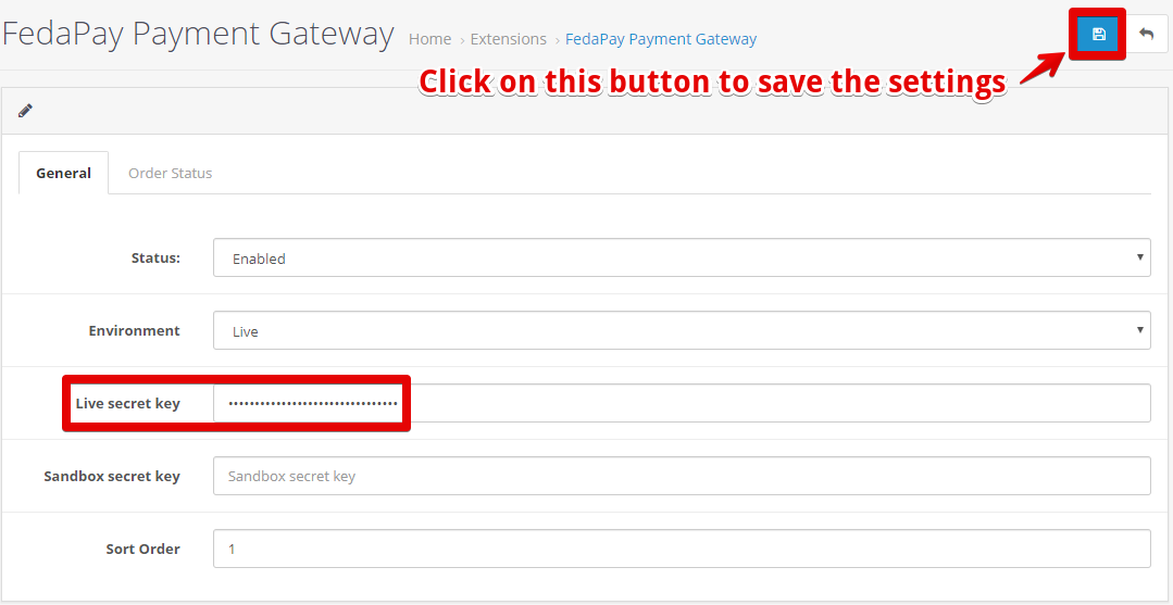 FedaPay plugin OpenCart