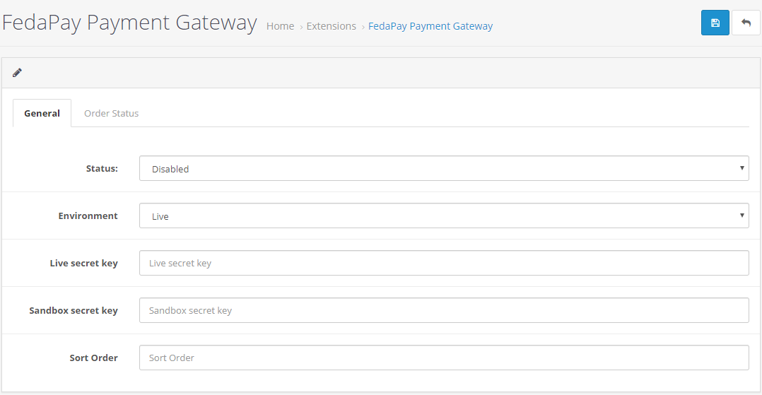 FedaPay plugin OpenCart